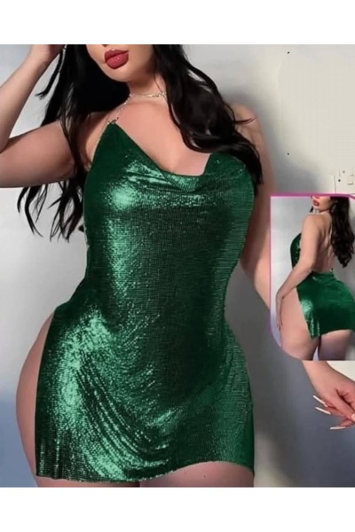 RAHAF TİCARET Shiny Strap Mini Dress