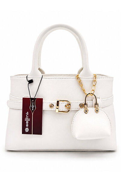 Sellini Women's White Mini Bag Detailed Hand and Shoulder Bag