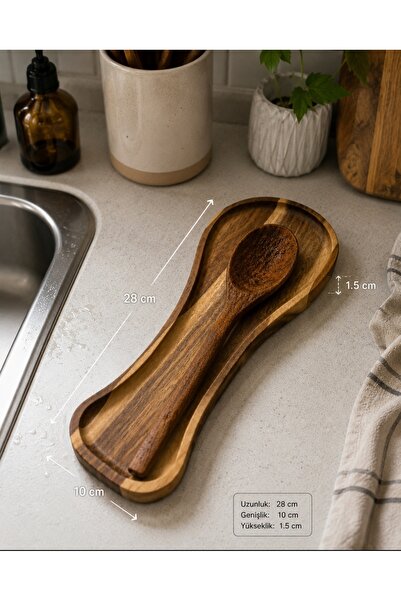 WoodBay Acacia Wood Spoon Rest 28X10 cm Dirty Spoon Stand Spoon Holder Kitche...