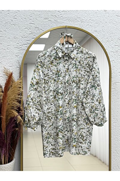 BENAHOLL Lamyla Ethnic Pattern Lace-Up Short Shirt-Pe266 Oil Green