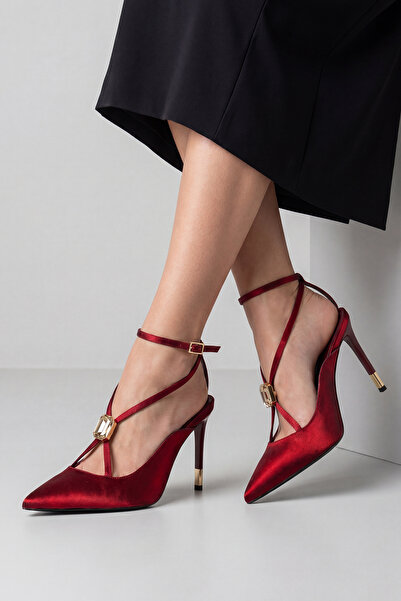 MARY Satin Heeled Evening Dress Shoes Heeled Evening Dress Shoes Thin Heel He...