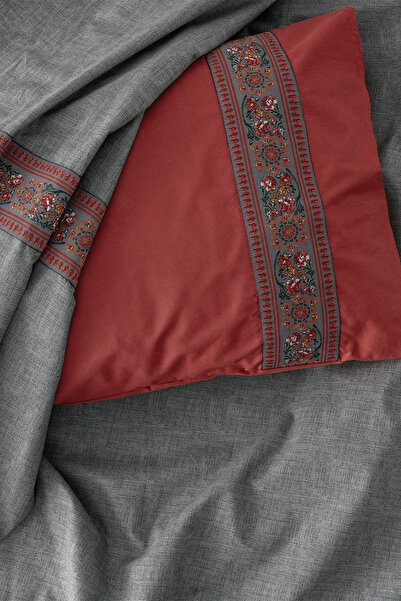 Cotton Box %100 Pamuk Çift Kişilik Folk Art Nevresim Takımı 240x260 Felina Bordo