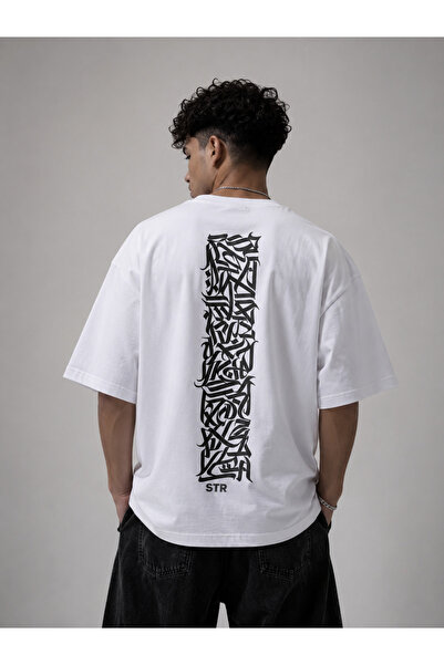 Nulivez Minimal Tribal Text Printed Oversize Unisex T-Shirt – Streetwear Graf...