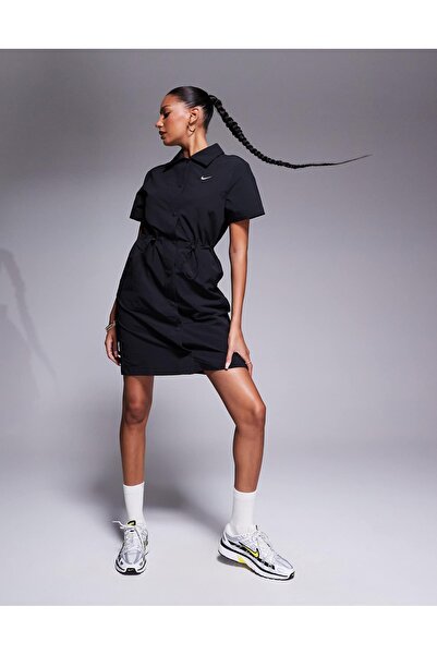 Nike Women's Sportswear Everything Wovens Shirt Dress Siyah Kadın Elbise