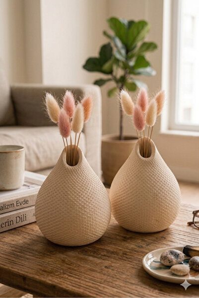 BYRM Modern Damla Şekilli Vazo –File Dokulu Model