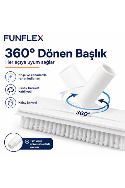 FunFlex 360° Döner Başlıklı Sert Kıllı Çekçekli Temizlik Fırçası Universal Sa...