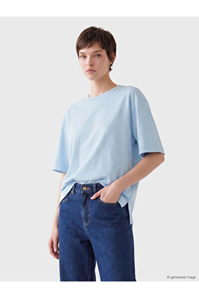LC Waikiki Nevavm with a Difference Oval Collar Oversize Women's T-Shirt