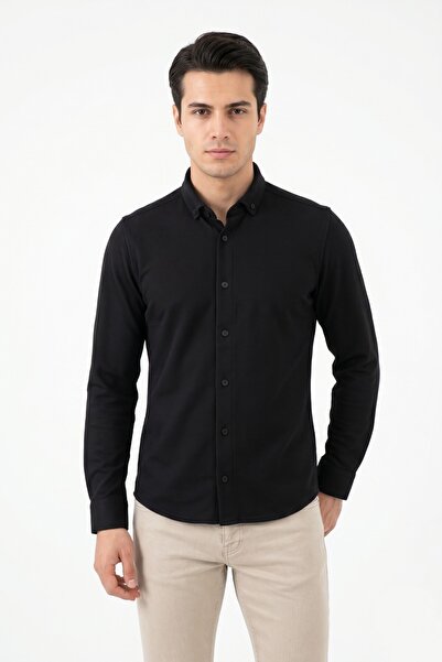 ADVANTE Men's Sport Slim Fit Long Sleeve Honeycomb Textured Shirt Bgl-St05482