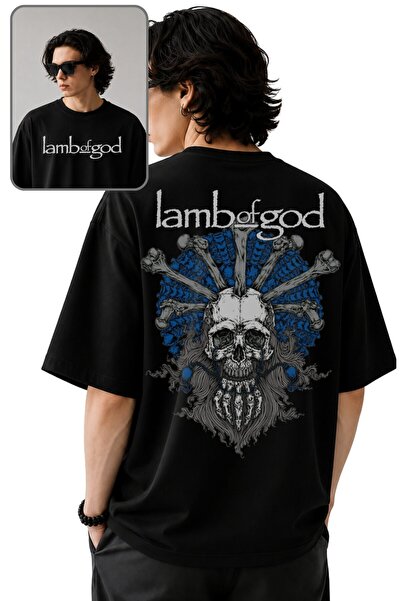 Fuddy Moda Μπλουζάκι Unisex με στάμπα κρανίου Lamb of God στην πλάτη, μπλουζά...