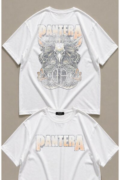 Fuddy Moda Unisex Pantera vintage majica sa zadnjim printom i okruglim izrezo...