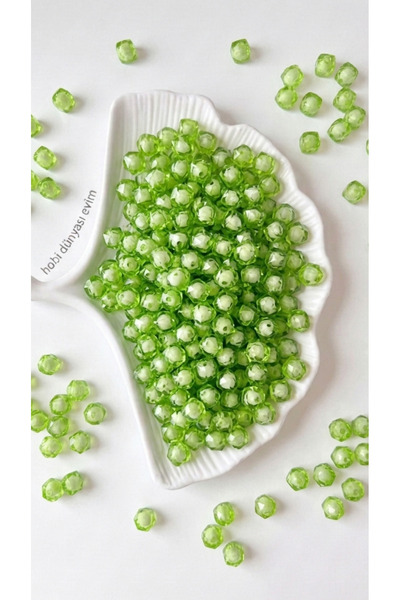 hobi dünyası evim Cubic Series Green Crystal Beads with Pearls Inside 10 mm J...