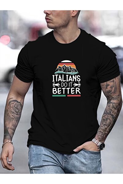 Chic Bloom Men's Black Fashion Printed T-Shirt