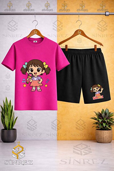 SİNREZ Tricou imprimat pentru copii cu guler rotund și microfon - Set pantalo...