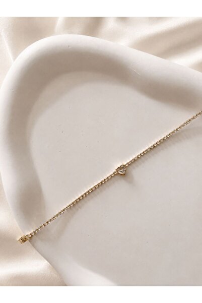 GONESSA Heart Detailed Waterway Stainless Gold Bracelet