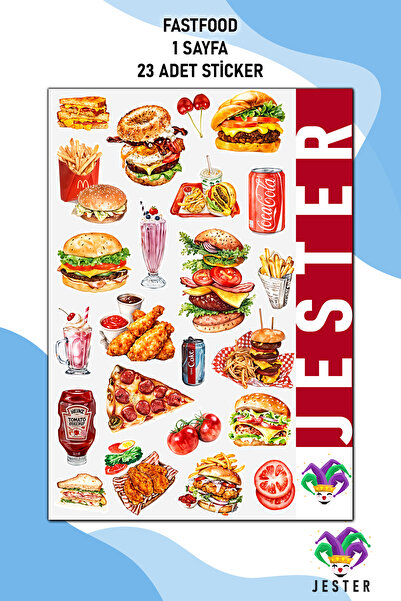 Jester Fastfood Sticker, Çıkartma, Günlük, Ajanda, Planlayıcı, Bullet, Journa...