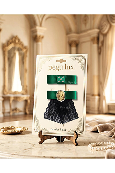 pegu baby collection Set de 2 agrafe de păr din satin verde smarald, mici, mi...