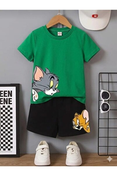 NC Nicee Clothes Summer Children's T-Shirt Shorts Unisex (Tom and Jery)