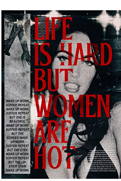 Taranist Poster - Life is Hard But Women - Bold Red Typography Vintage Art