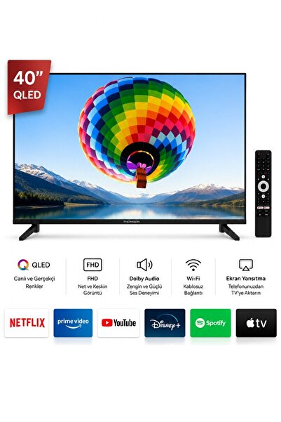 THOMSON 40 İnç QLED Google TV Smart Televizyon Full HD WiFi Bluetooth Dahili ...