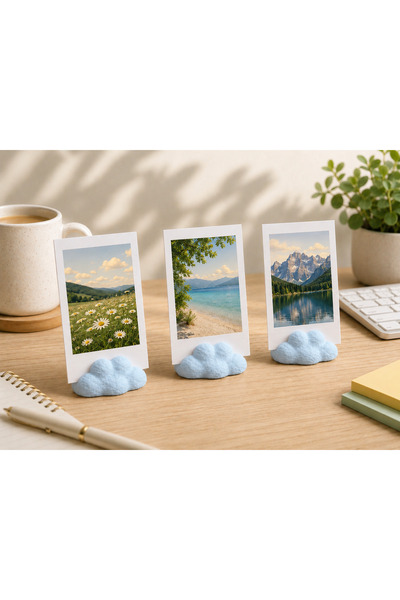 MSVstudio3d Bulut temalı fotoğraf tutucu 3’lüSet | Dekoratif Polaroid Stand &...