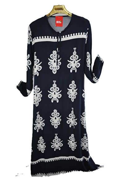 elma abone Plus Size Mother's Viscose Patterned Dress
