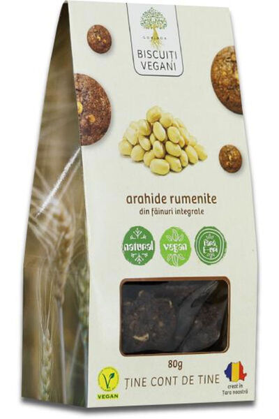 Govinda BISCUIȚI ARAHIDE RUMENITE CU ZAHĂR BRUN - 80G - Vegan