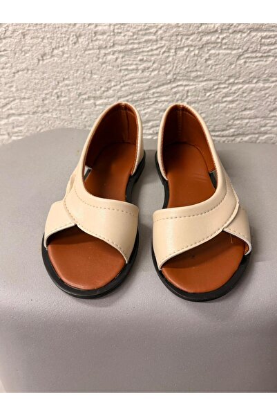 Beyond Women's Beige Open-Front Leather Sandals 1cm Byndpwr03