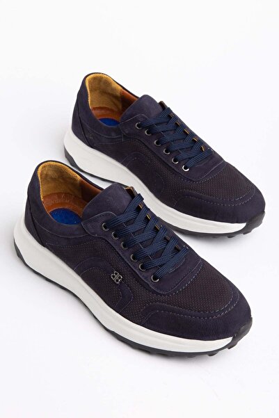 Dilimler Ayakkabı Genuine Leather Nubuck Ekek Casual Shoes Navy Blue Side Las...