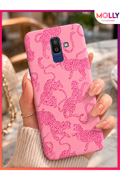 Molly SAMSUNG GALAXY J8 İçin Pink Predator Desenli İçi Kadife Silikon Kılıf