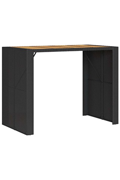 vidaxl Garden bar table with black acacia wood top 145x80x110 cm polyrattan
