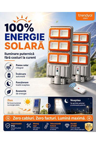OEM Pachet 2x Lampi Solare Stradale PREMIUM LED 3000W (RO-V14)
