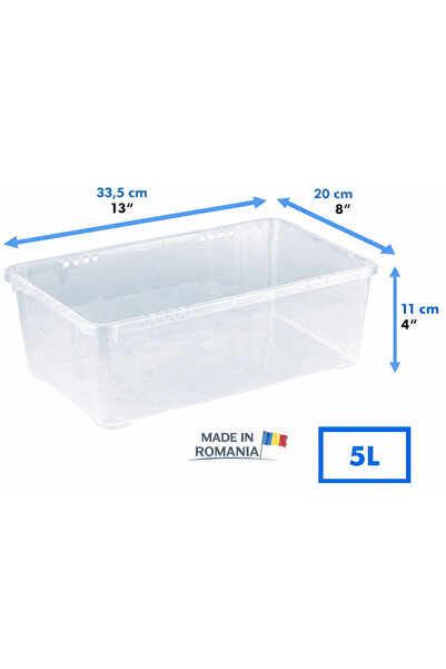 QTBOX Set of 12 5 L QTBOX storage boxes, Sheer plastic, with lid and closing ...