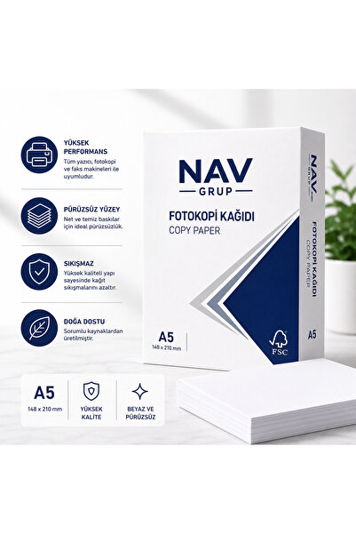 Navgrup A5 KAĞIT - KALİTELİ PREMİUM NOT VE FOTOKOPİ KAĞIDI 80gr (1 ADET)