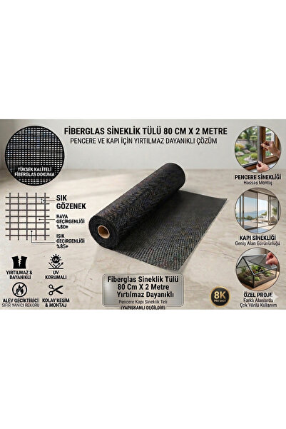 EMİRHANNALBUR Fiberglas Sineklik Tülü 80 Cm X 2 Metre - Yırtılmaz Dayanıklı P...