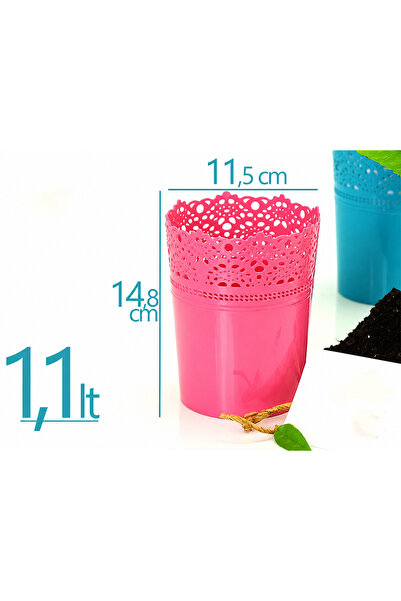Alezy DAS1 Dantel No:1 - 1.1 Litre Plastik 4'lü Saksı