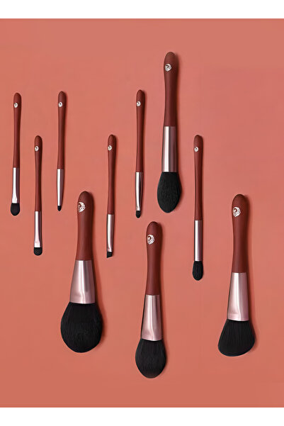 Yallabena 10-Piece Makeup Brush Set – Wine Red & Silver