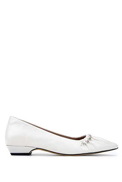 Tamer Tanca Women's Genuine Leather Off-White Heeled Shoes