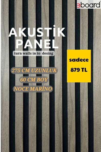 E-BOARD MDF Akustik Duvar Paneli 60cm x 275cm Noce Marino
