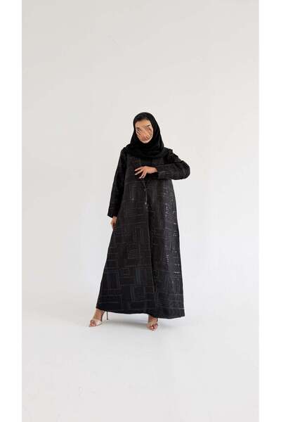AYA عباية بلازر سوداء مطرزة mwt1109
