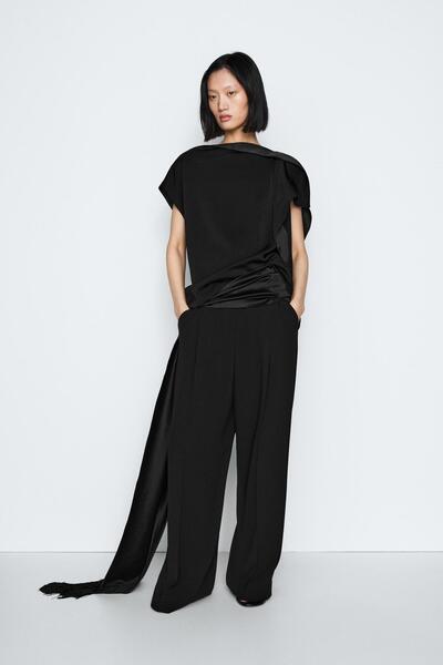 Massimo Dutti Fırfır detaylı asimetrik bluz - STUDIO