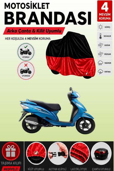 Cemku Double Black Top - Red Bottom, Rear Bag Compatible Tvs Wego Motorcycle ...