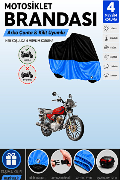 Cemku Double Black Top - Blue Bottom, Rear Bag Compatible Motolux Mz46 a Moto...