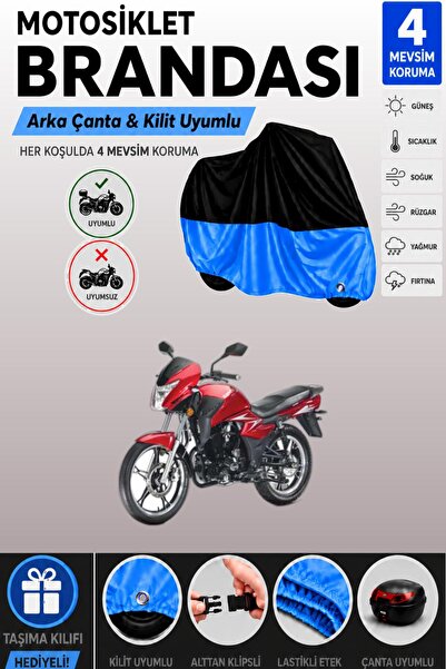 Cemku Double Black Top - Blue Bottom, Rear Bag Compatible Kanuni S125T Motorc...