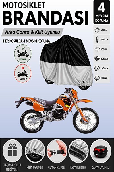 Cemku Double Black Top - Gray Bottom, Rear Bag Compatible Kanuni Rx 125 Motor...