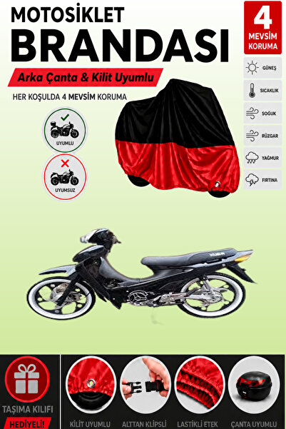 Cemku Double Black Top - Red Bottom, Rear Bag Compatible Kuba Kb100-6 Motorcy...