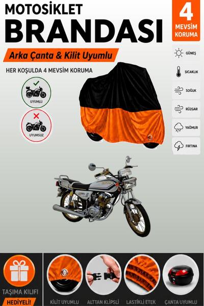 Cemku Double Black Top - Orange Bottom, Rear Bag Compatible Kuba Cheetah 150R...