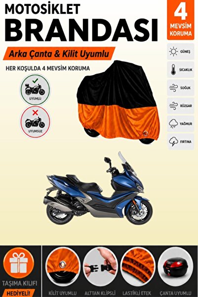 Cemku Double Black Top - Orange Bottom, Rear Bag Compatible Kymco Xciting S 4...