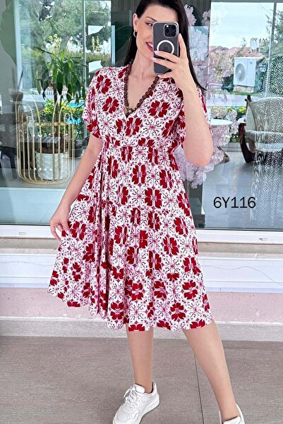 İnce Topuk Elastic Waist Viscose Dress 6Y116