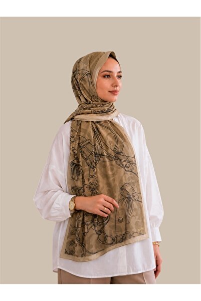 emipek Zincir Desen Soft Şal - Camel