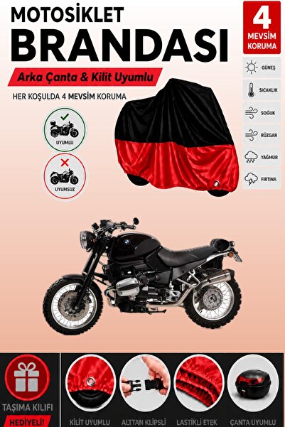 Cemku Double Black Top - Red Bottom, Rear Bag Compatible Bmw R 1100 R Motorcy...